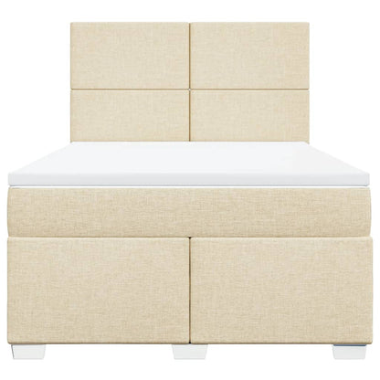 Giroletto a Molle con Materasso Crema 160x200 cm in Tessuto | homemem39