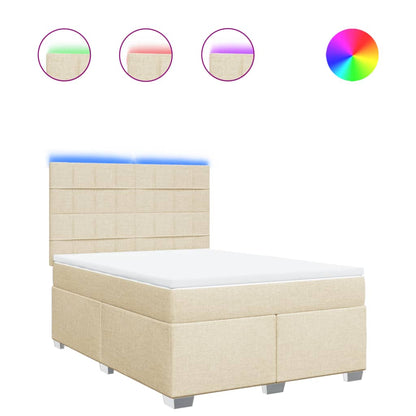 Giroletto a Molle con Materasso Crema 160x200 cm in Tessuto