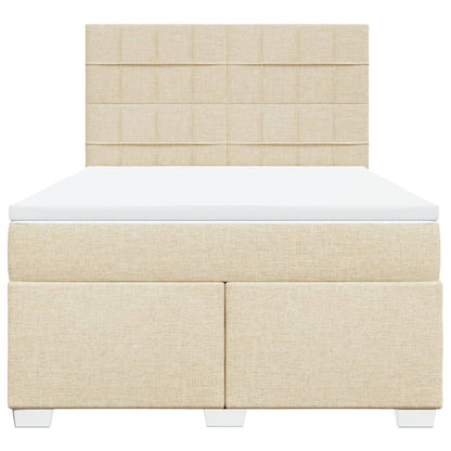 Giroletto a Molle con Materasso Crema 160x200 cm in Tessuto | homemem39