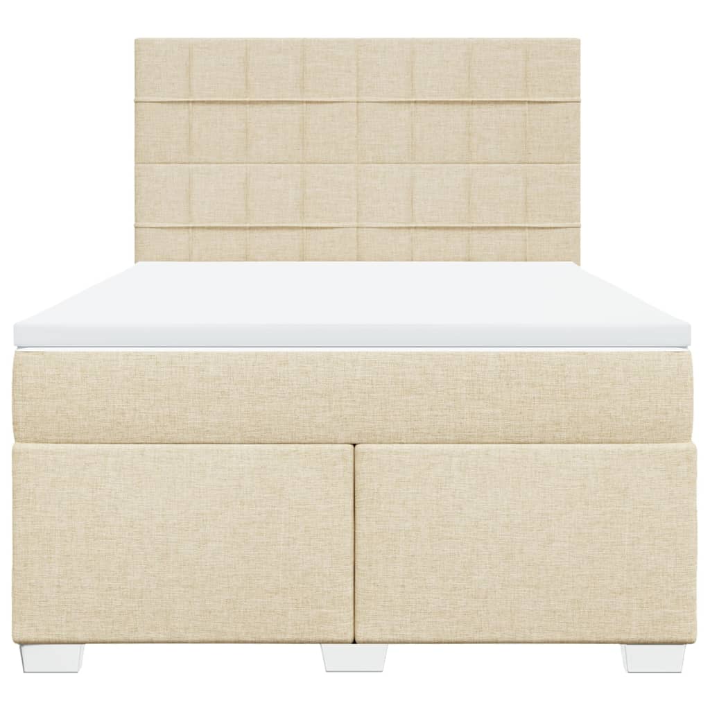Giroletto a Molle con Materasso Crema 160x200 cm in Tessuto