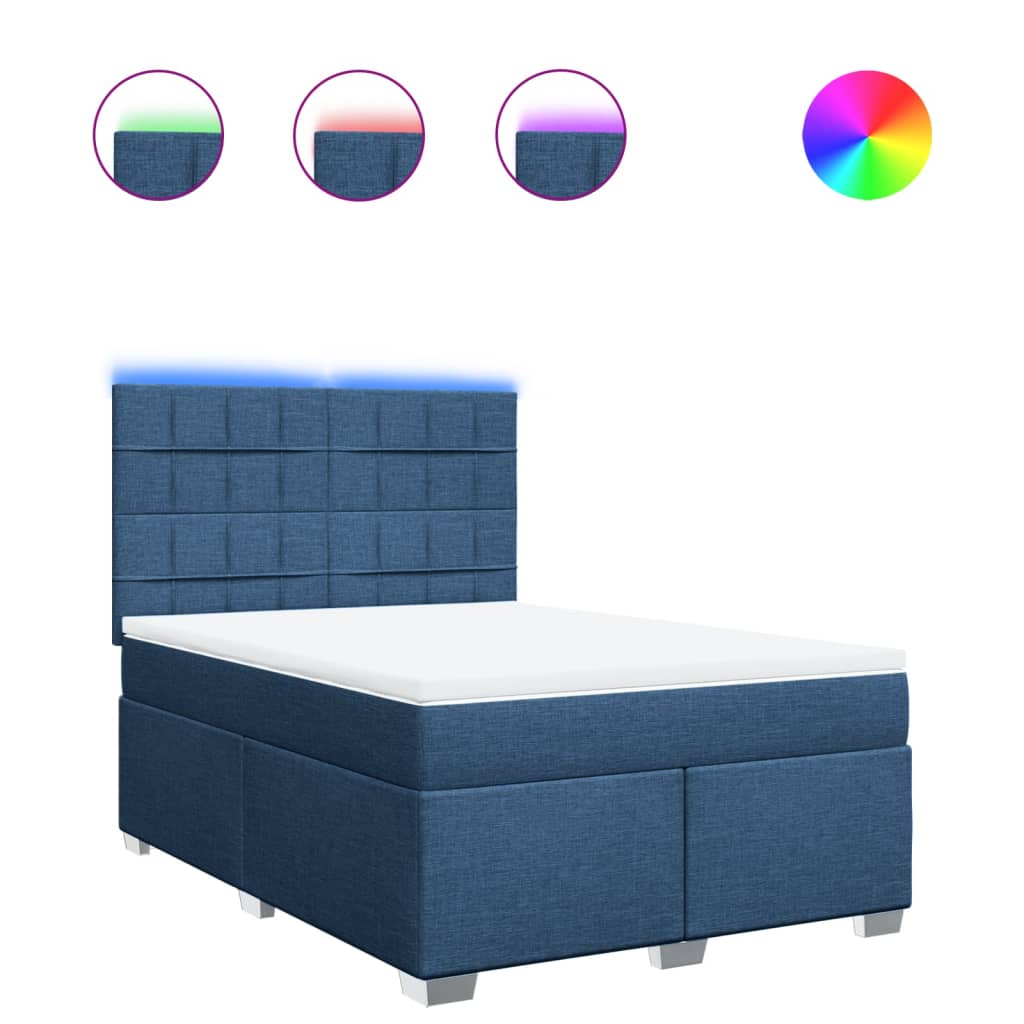 Giroletto a Molle con Materasso Blu 160x200 cm in Tessuto | homemem39