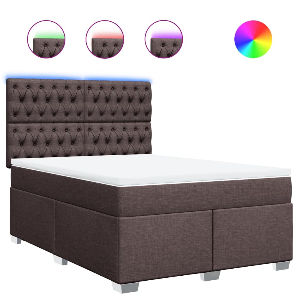 Giroletto a Molle con Materasso Marrone Scuro 160x200cm Tessuto | homemem39
