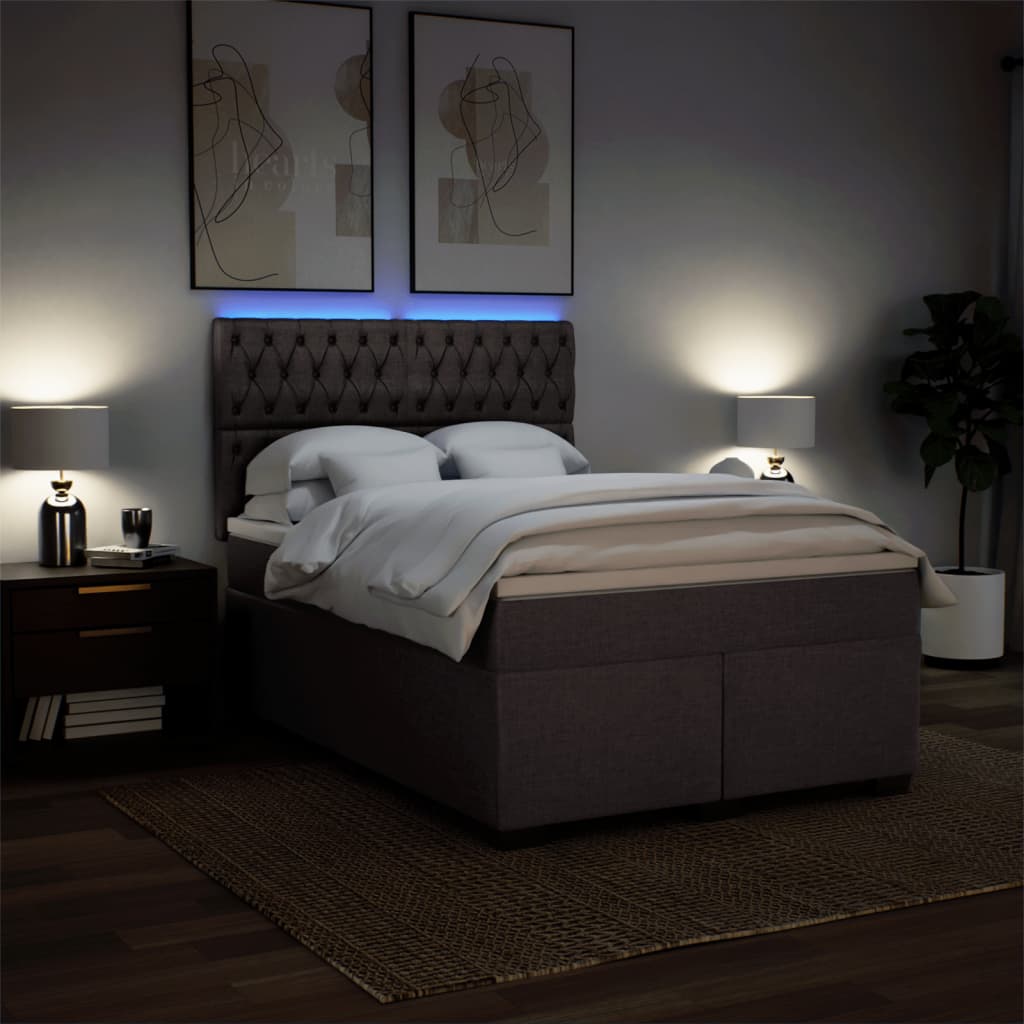 Giroletto a Molle con Materasso Marrone Scuro 160x200cm Tessuto | homemem39