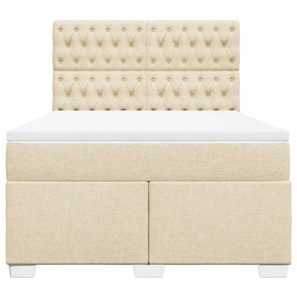 Giroletto a Molle con Materasso Crema 160x200 cm in Tessuto | homemem39