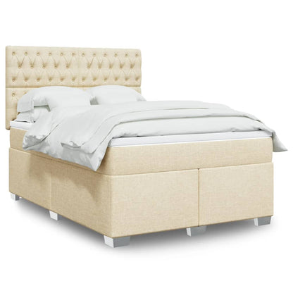 Giroletto a Molle con Materasso Crema 160x200 cm in Tessuto | homemem39