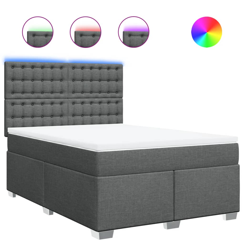 Giroletto a Molle con Materasso Grigio Scuro 160x200 cm Tessuto | homemem39