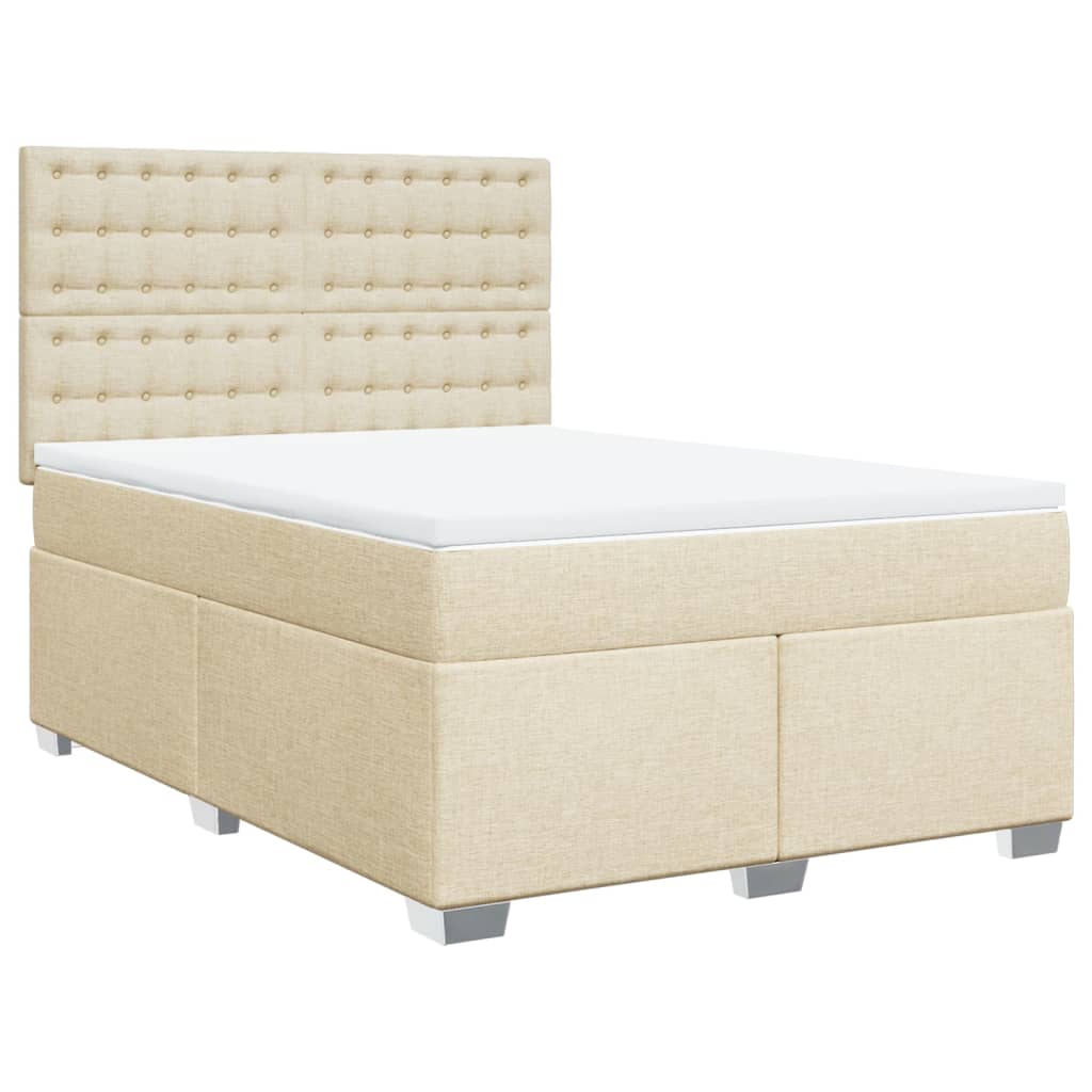 Giroletto a Molle con Materasso Crema 160x200 cm in Tessuto