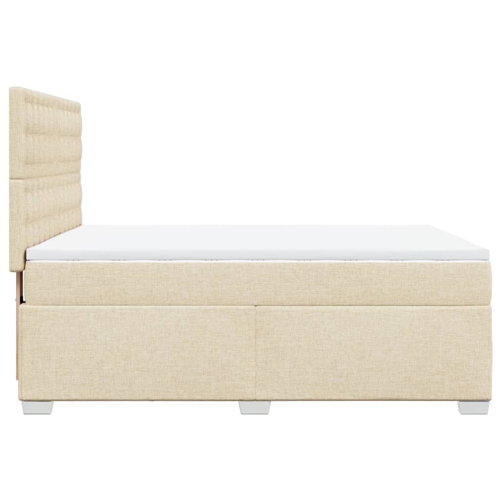 Giroletto a Molle con Materasso Crema 160x200 cm in Tessuto