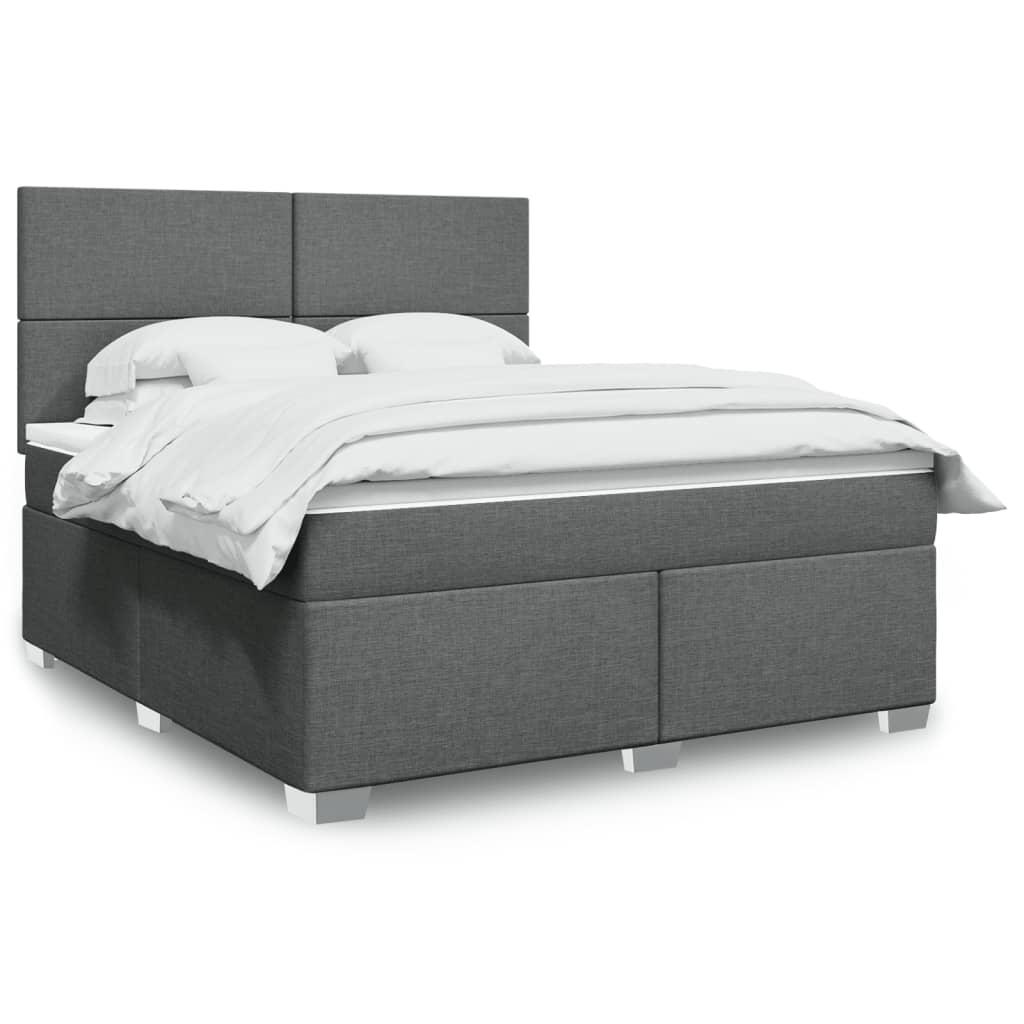 Giroletto a Molle con Materasso Grigio Scuro 180x200 cm Tessuto
