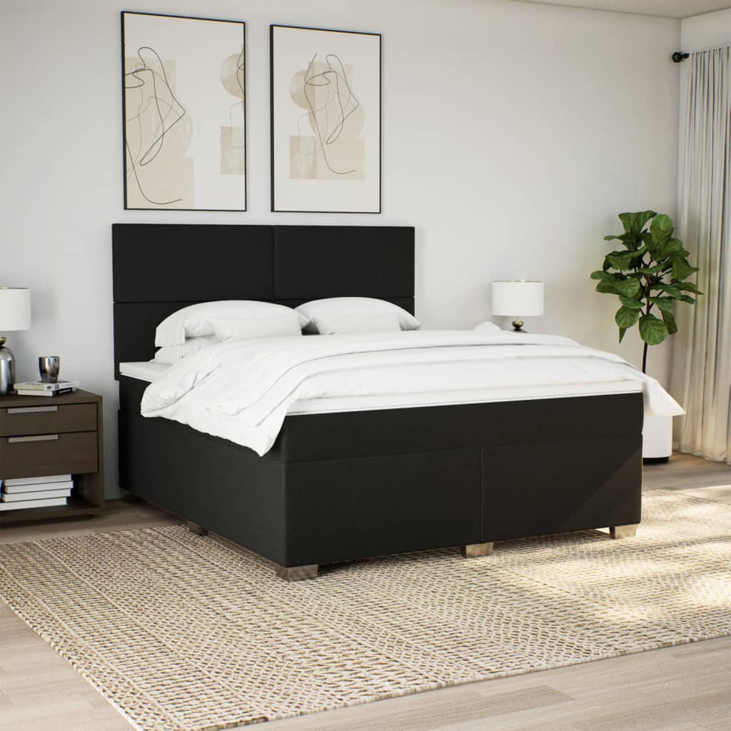 Giroletto a Molle con Materasso Nero 180x200 cm in Tessuto