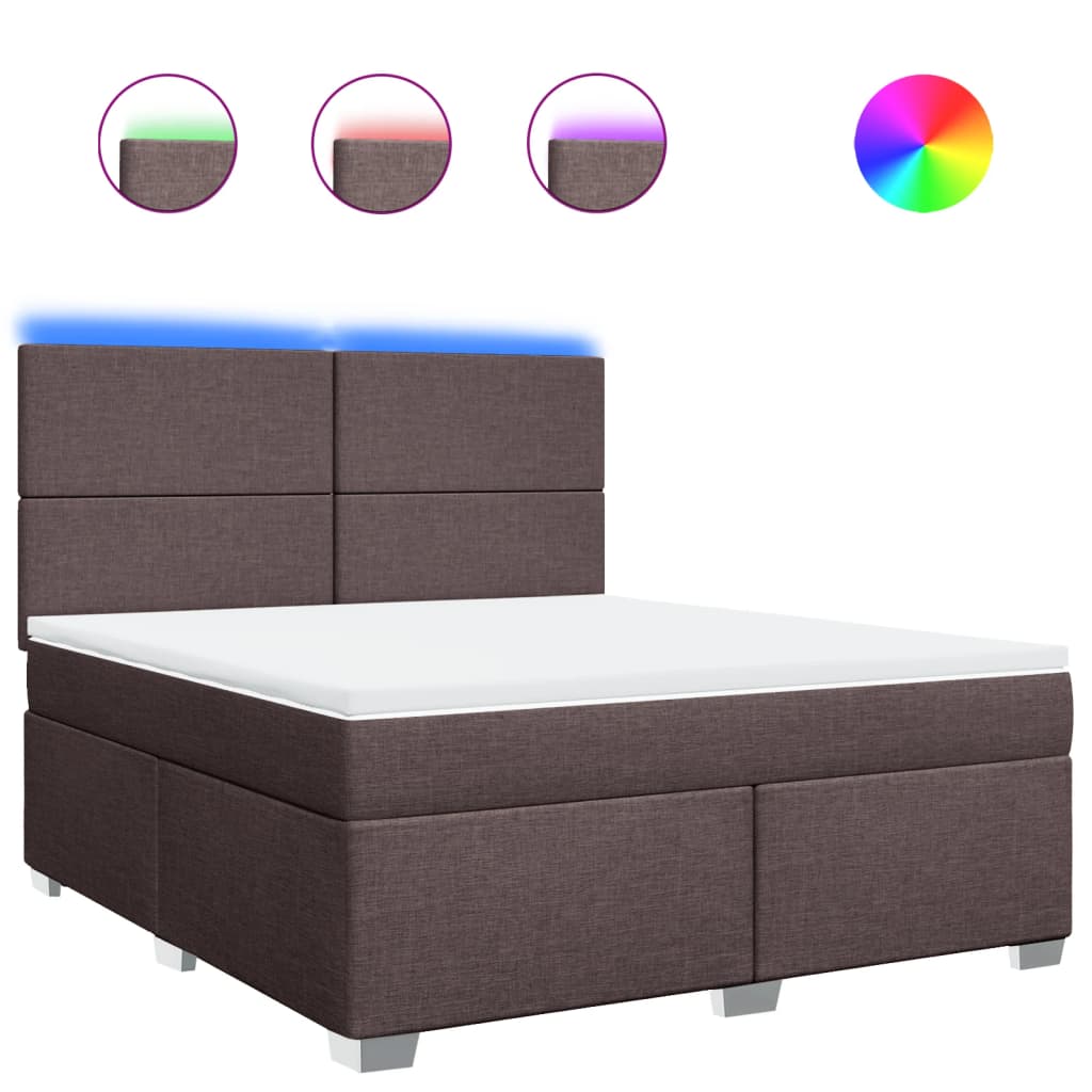 Giroletto a Molle con Materasso Marrone Scuro 180x200cm Tessuto | homemem39