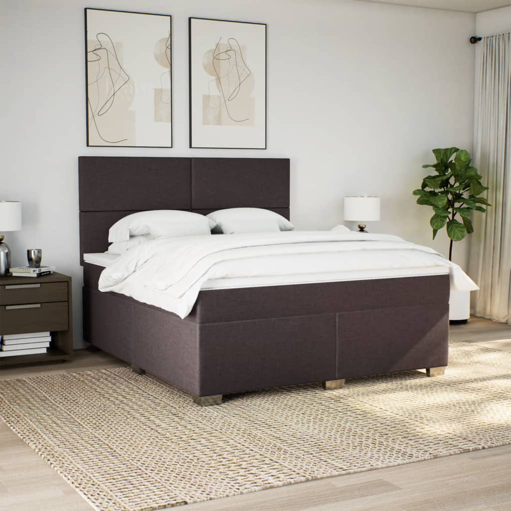 Giroletto a Molle con Materasso Marrone Scuro 180x200cm Tessuto