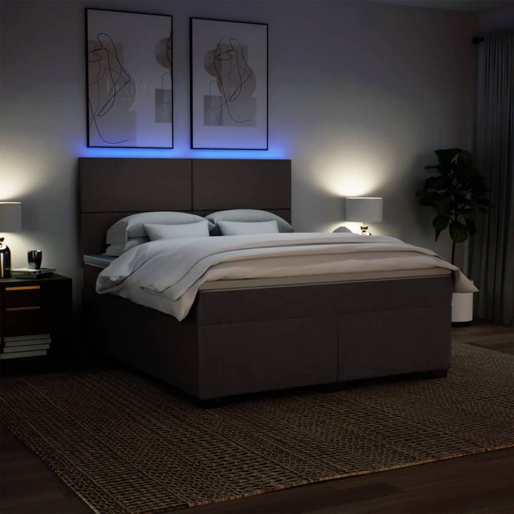 Giroletto a Molle con Materasso Marrone Scuro 180x200cm Tessuto | homemem39