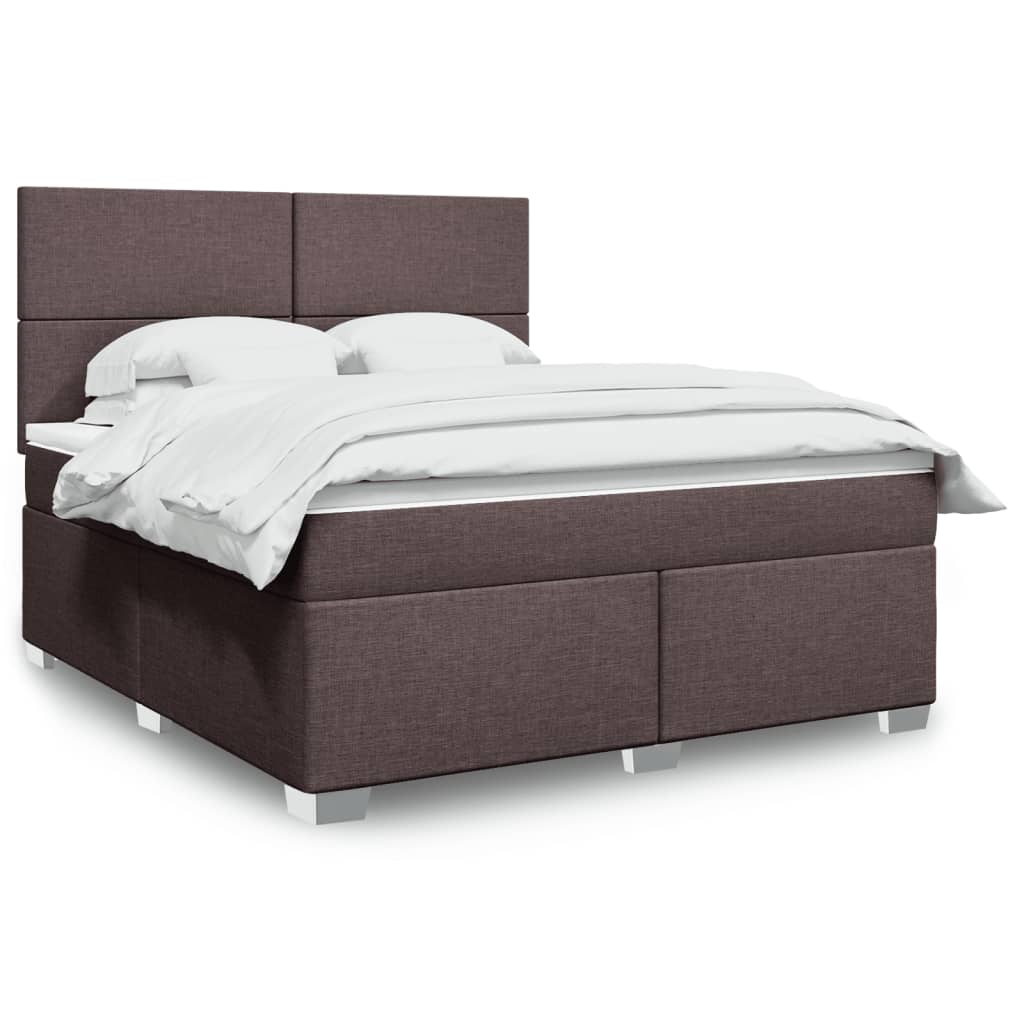 Giroletto a Molle con Materasso Marrone Scuro 180x200cm Tessuto | homemem39