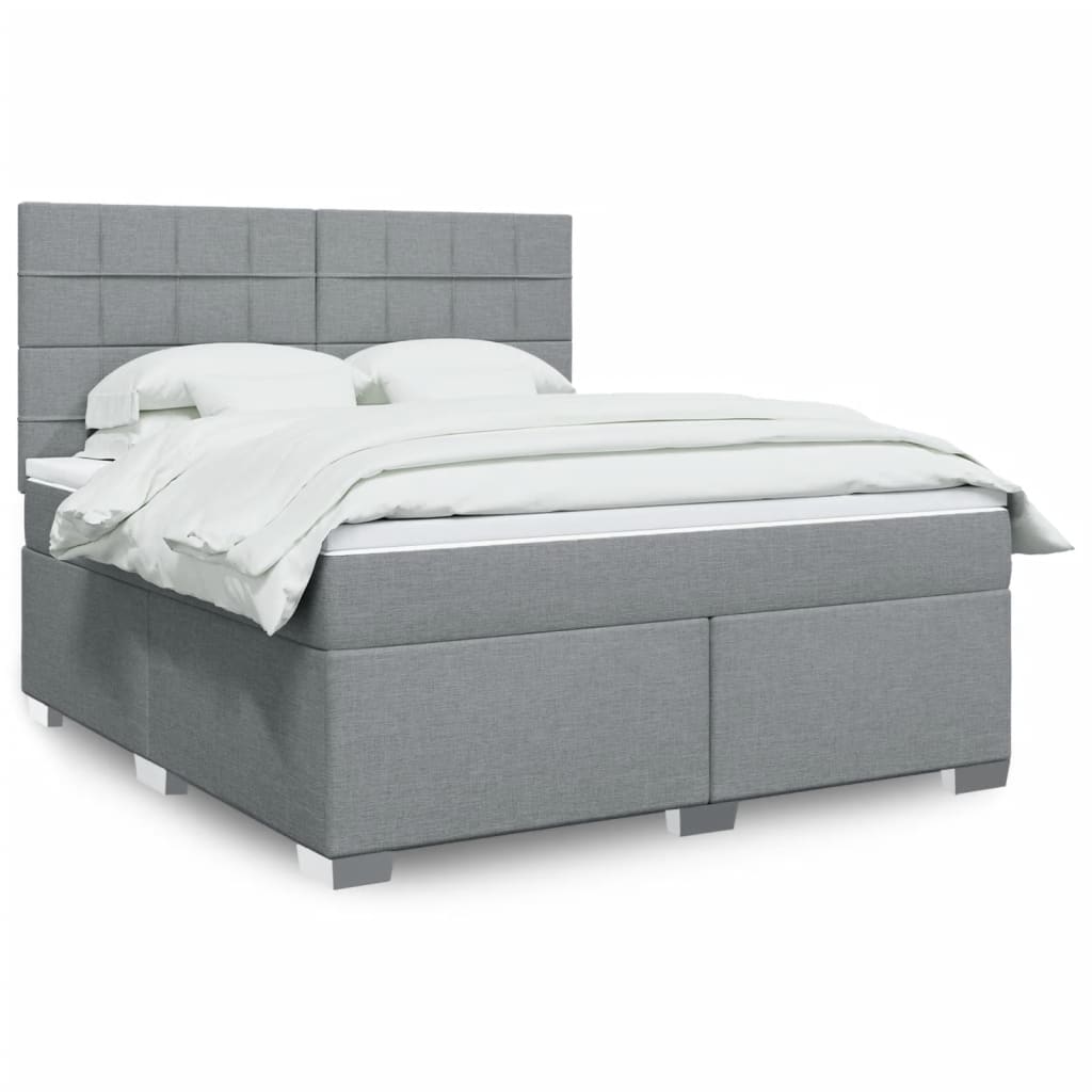 Giroletto a Molle con Materasso Grigio Chiaro180x200 cm Tessuto