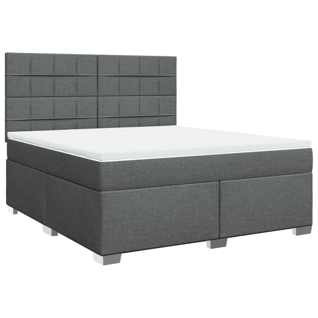 Giroletto a Molle con Materasso Grigio Scuro 180x200 cm Tessuto