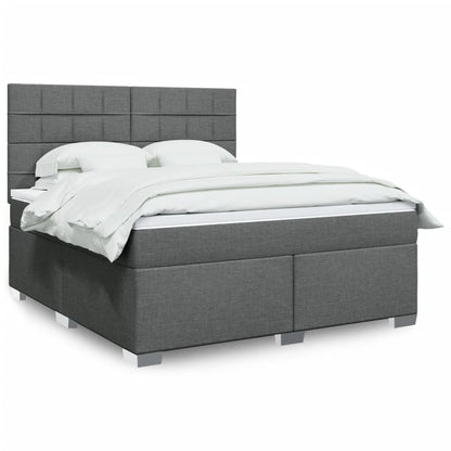 Giroletto a Molle con Materasso Grigio Scuro 180x200 cm Tessuto