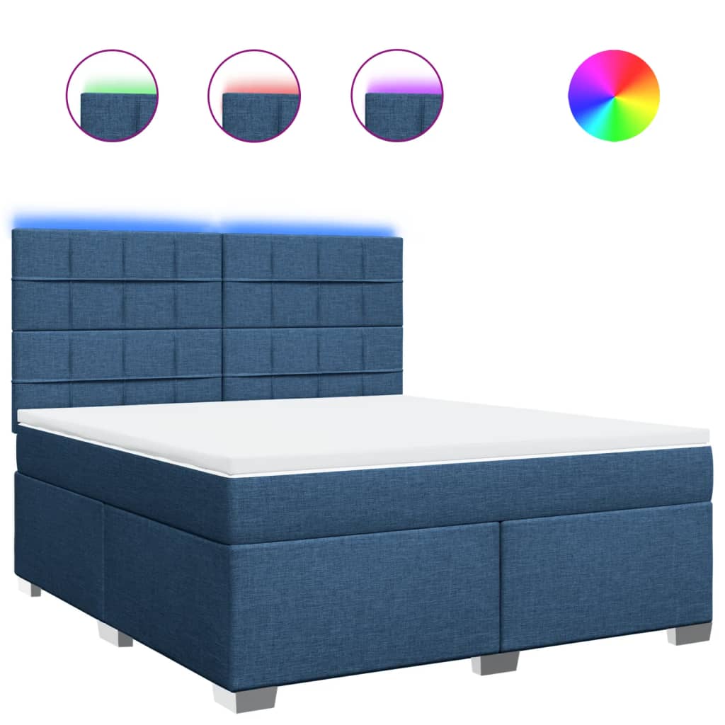 Giroletto a Molle con Materasso Blu 180x200 cm in Tessuto | homemem39