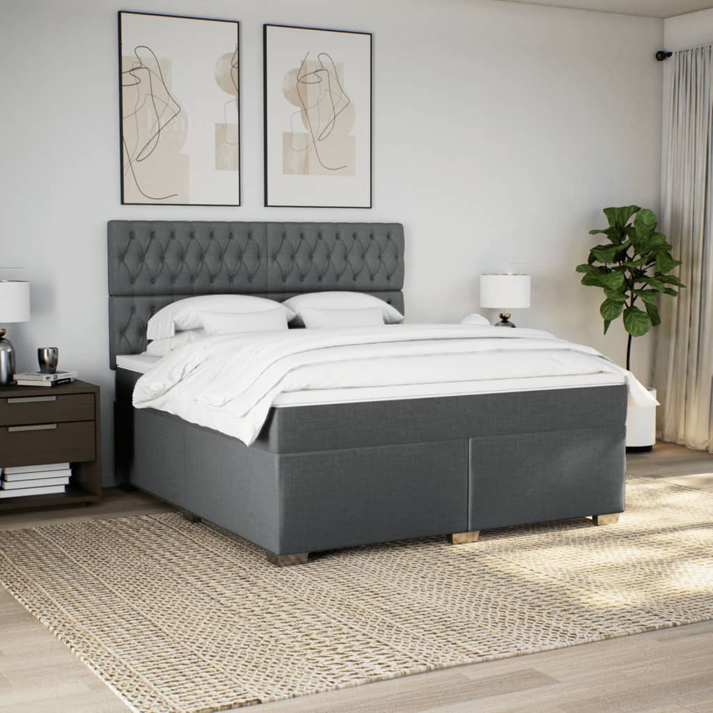 Giroletto a Molle con Materasso Grigio Scuro 180x200 cm Tessuto
