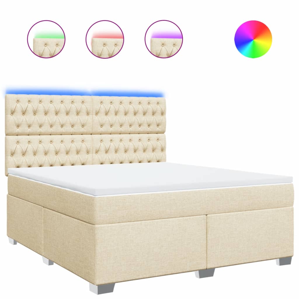 Giroletto a Molle con Materasso Crema 180x200 cm in Tessuto | homemem39