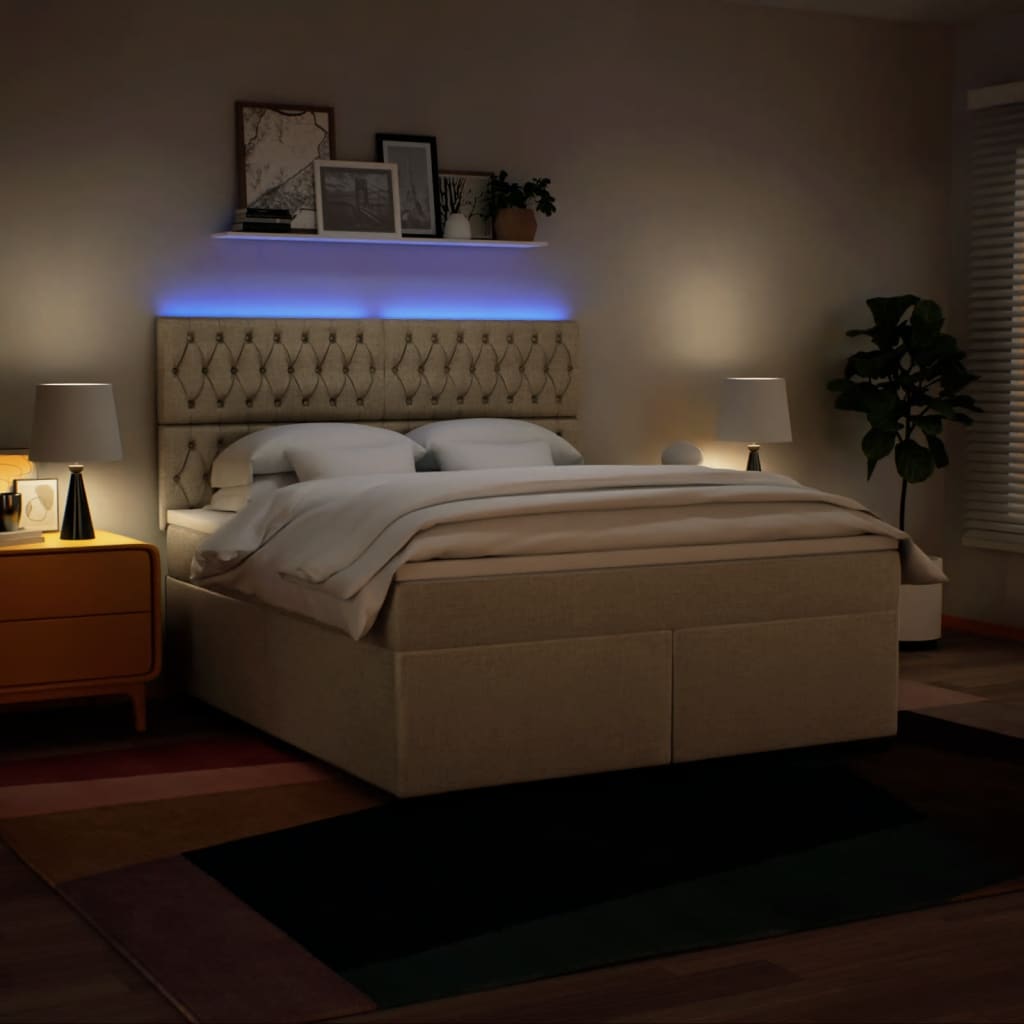 Giroletto a Molle con Materasso Crema 180x200 cm in Tessuto | homemem39