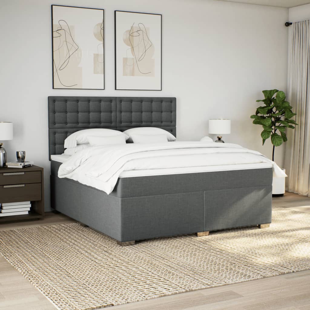 Giroletto a Molle con Materasso Grigio Scuro 180x200 cm Tessuto