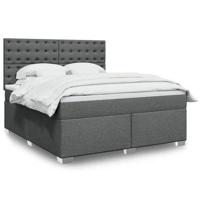 Giroletto a Molle con Materasso Grigio Scuro 180x200 cm Tessuto
