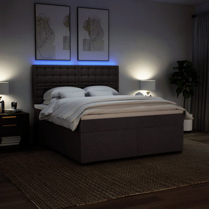 Giroletto a Molle con Materasso Marrone Scuro 180x200cm Tessuto | homemem39