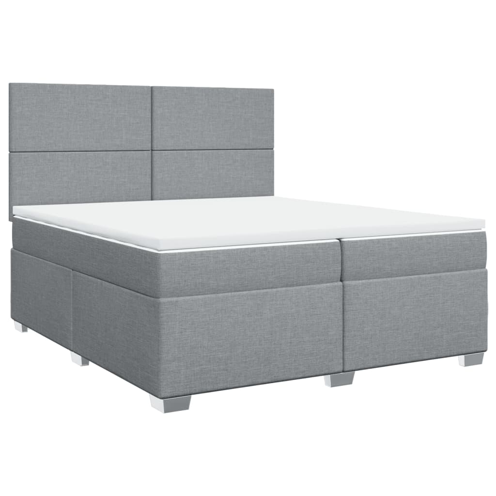 Giroletto a Molle con Materasso Grigio Chiaro 200x200cm Tessuto