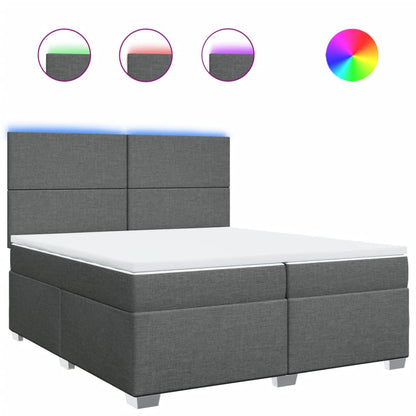 Giroletto a Molle con Materasso Grigio Scuro 200x200 cm Tessuto