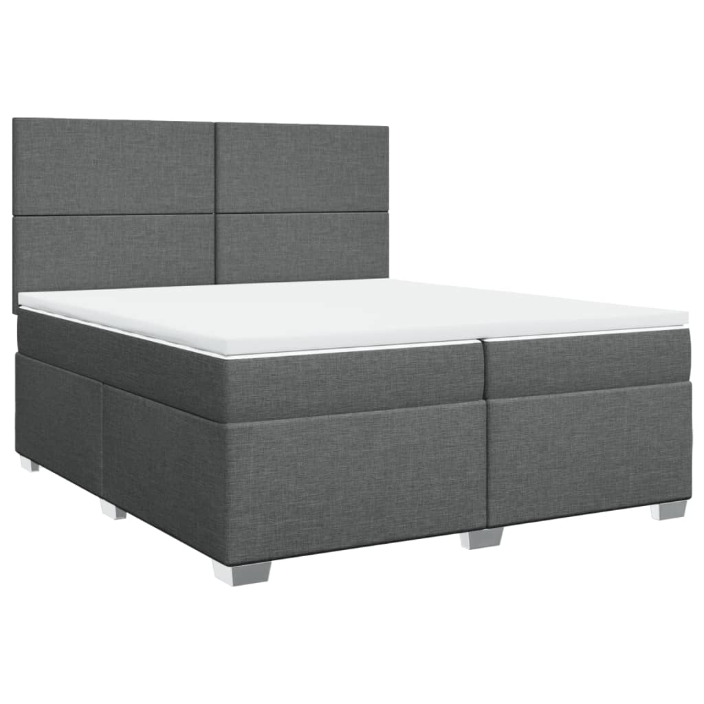 Giroletto a Molle con Materasso Grigio Scuro 200x200 cm Tessuto