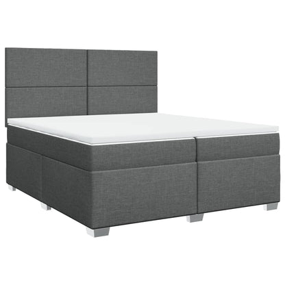 Giroletto a Molle con Materasso Grigio Scuro 200x200 cm Tessuto