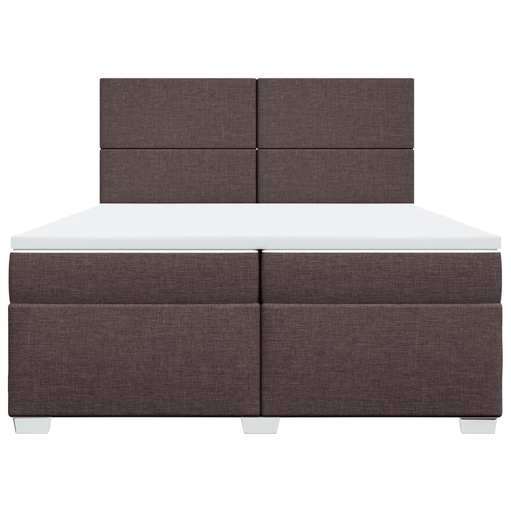 Giroletto a Molle con Materasso Marrone Scuro 200x200cm Tessuto