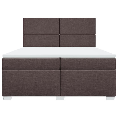 Giroletto a Molle con Materasso Marrone Scuro 200x200cm Tessuto