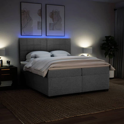 Giroletto a Molle con Materasso Grigio Chiaro 200x200cm Tessuto