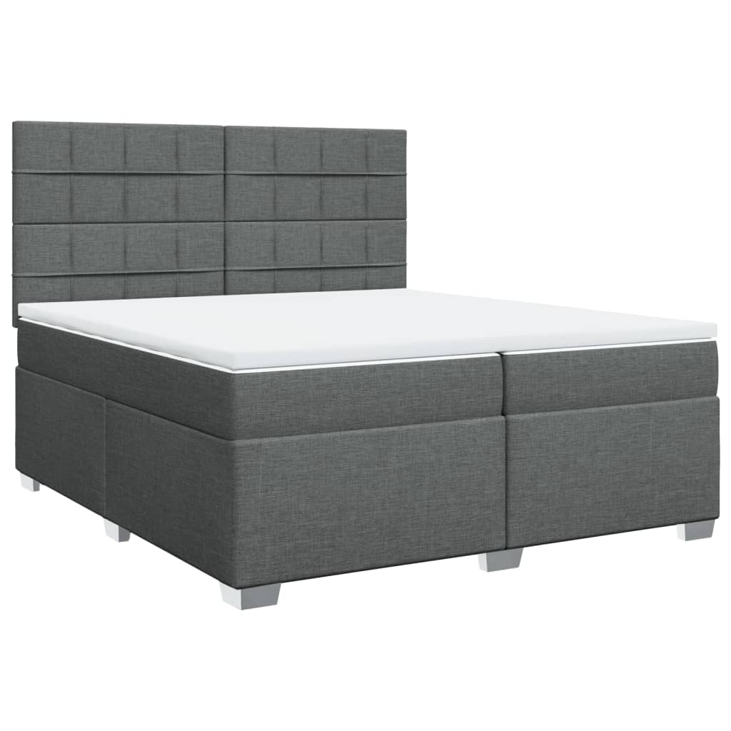 Giroletto a Molle con Materasso Grigio Scuro 200x200 cm Tessuto