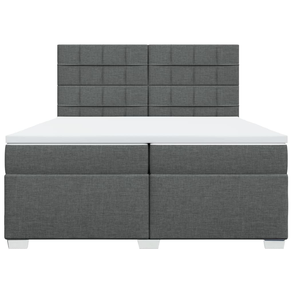 Giroletto a Molle con Materasso Grigio Scuro 200x200 cm Tessuto