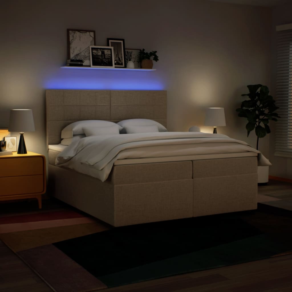 Giroletto a Molle con Materasso Crema 200x200 cm in Tessuto - homemem39