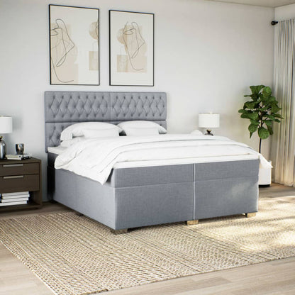 Giroletto a Molle con Materasso Grigio Chiaro 200x200cm Tessuto