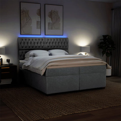Giroletto a Molle con Materasso Grigio Chiaro 200x200cm Tessuto