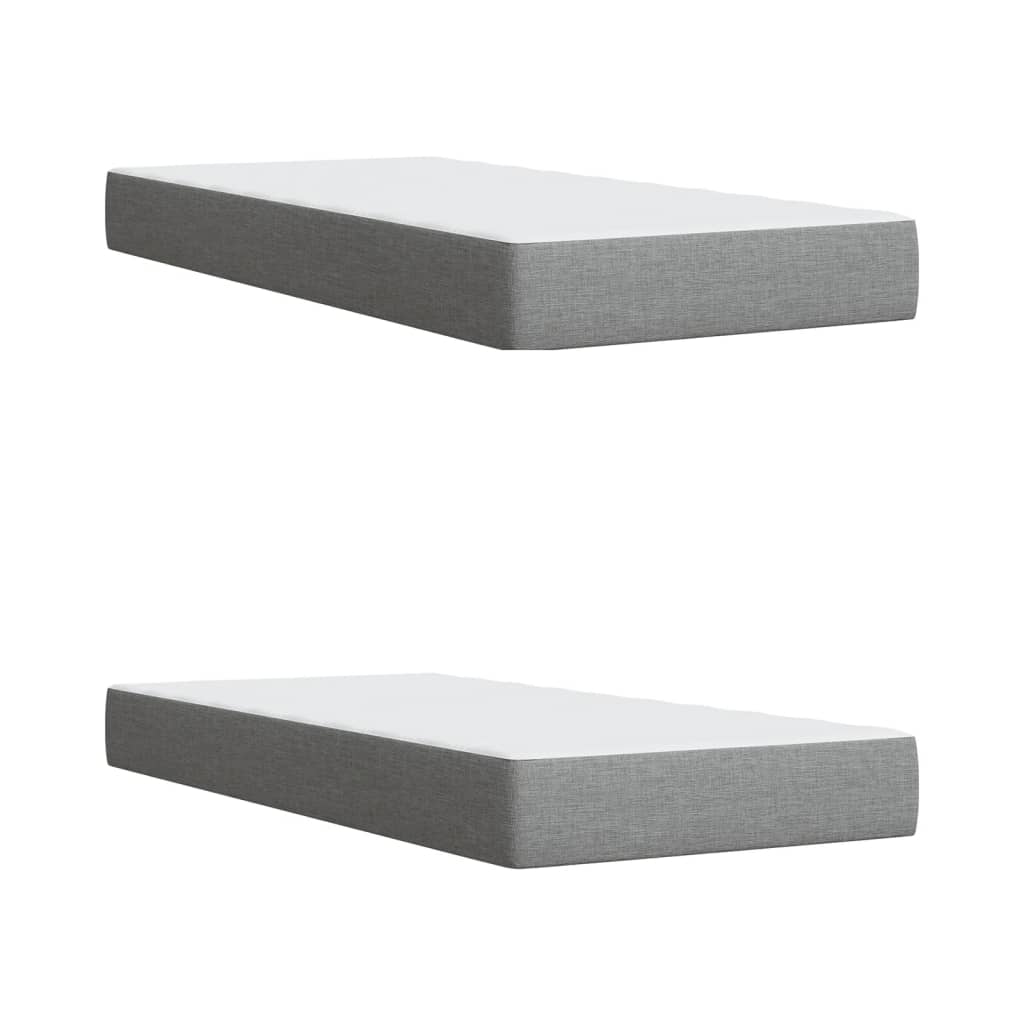Giroletto a Molle con Materasso Grigio Chiaro 200x200cm Tessuto