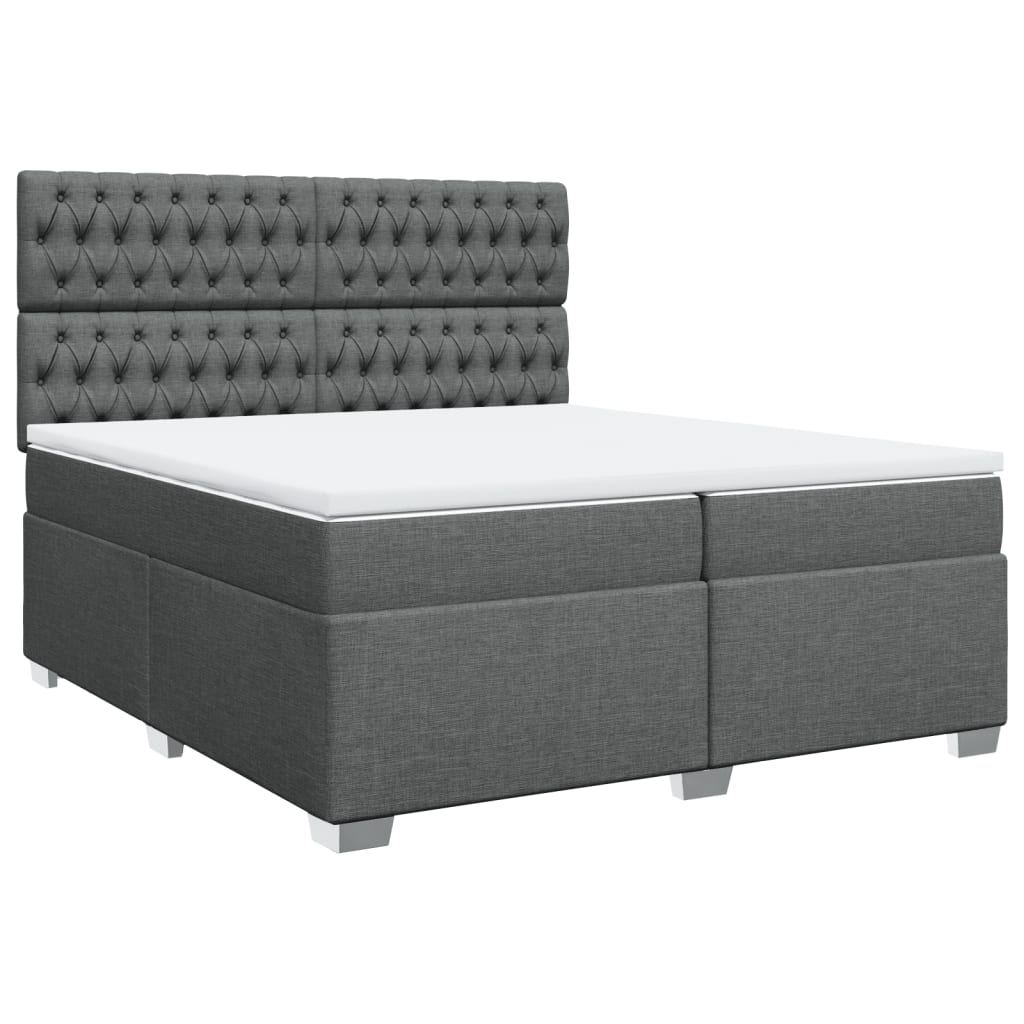 Giroletto a Molle con Materasso Grigio Scuro 200x200 cm Tessuto