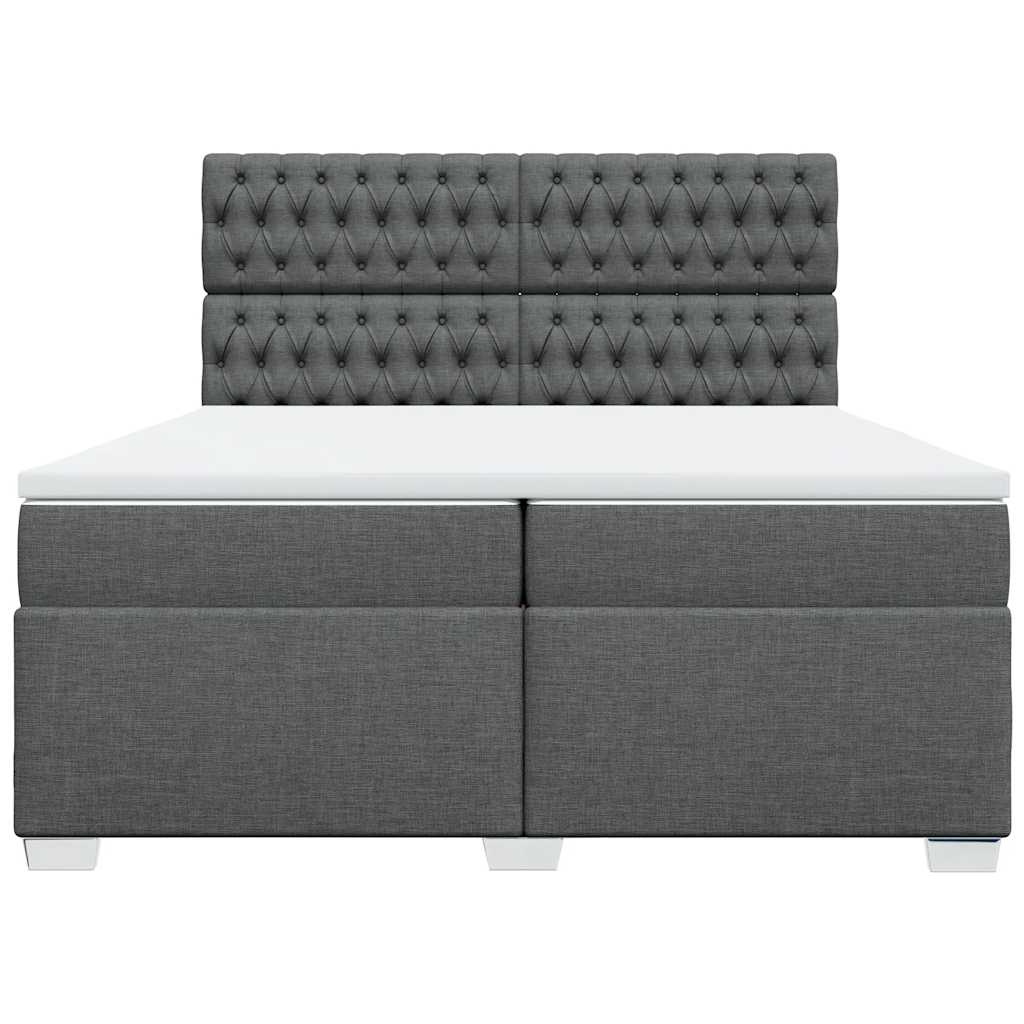 Giroletto a Molle con Materasso Grigio Scuro 200x200 cm Tessuto
