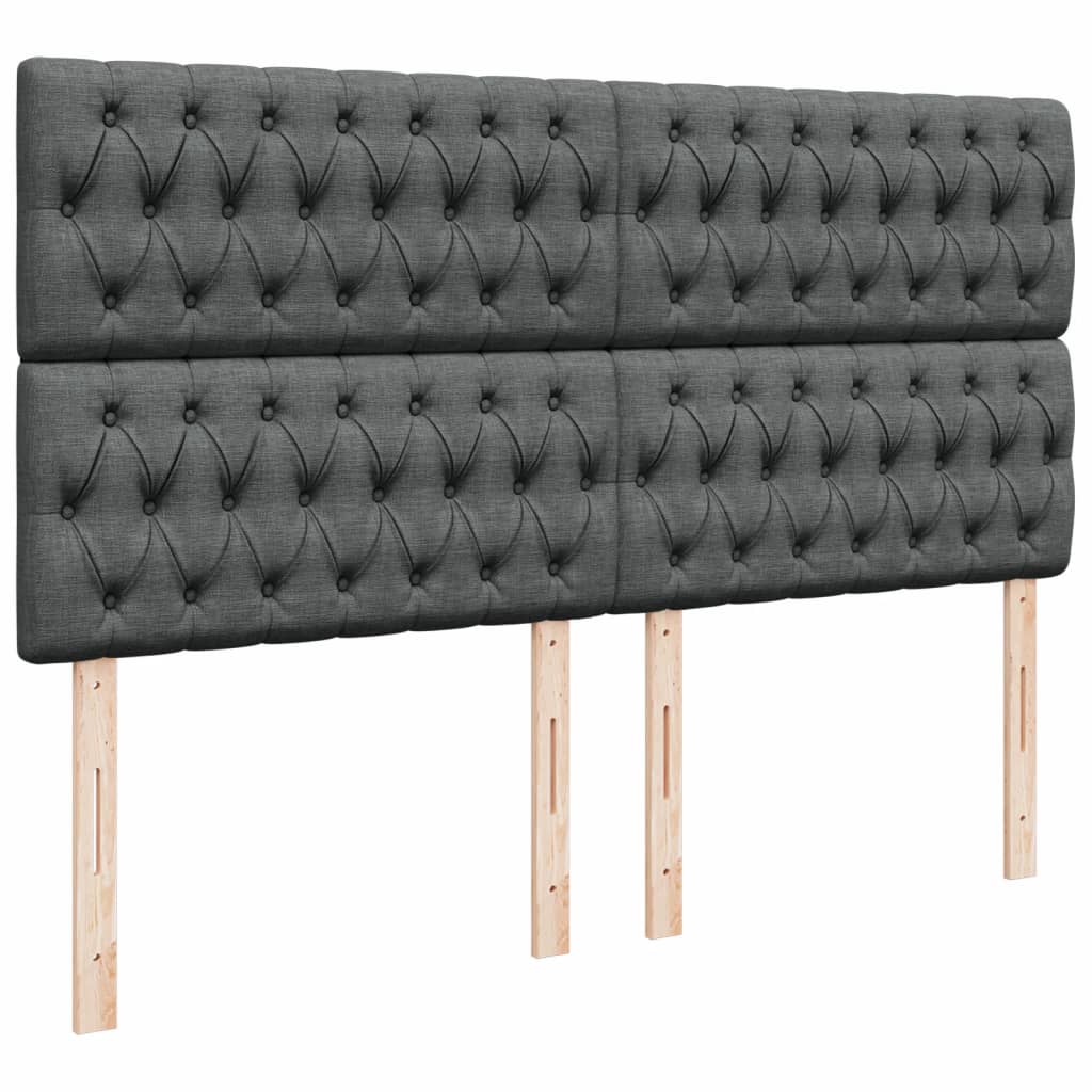 Giroletto a Molle con Materasso Grigio Scuro 200x200 cm Tessuto