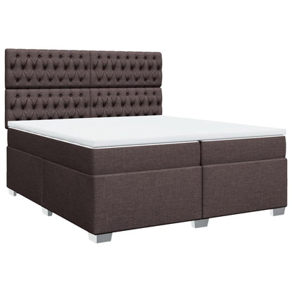 Giroletto a Molle con Materasso Marrone Scuro 200x200cm Tessuto | homemem39