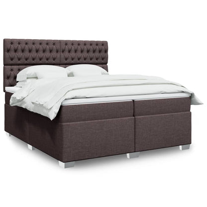 Giroletto a Molle con Materasso Marrone Scuro 200x200cm Tessuto | homemem39