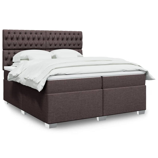 Giroletto a Molle con Materasso Marrone Scuro 200x200cm Tessuto | homemem39