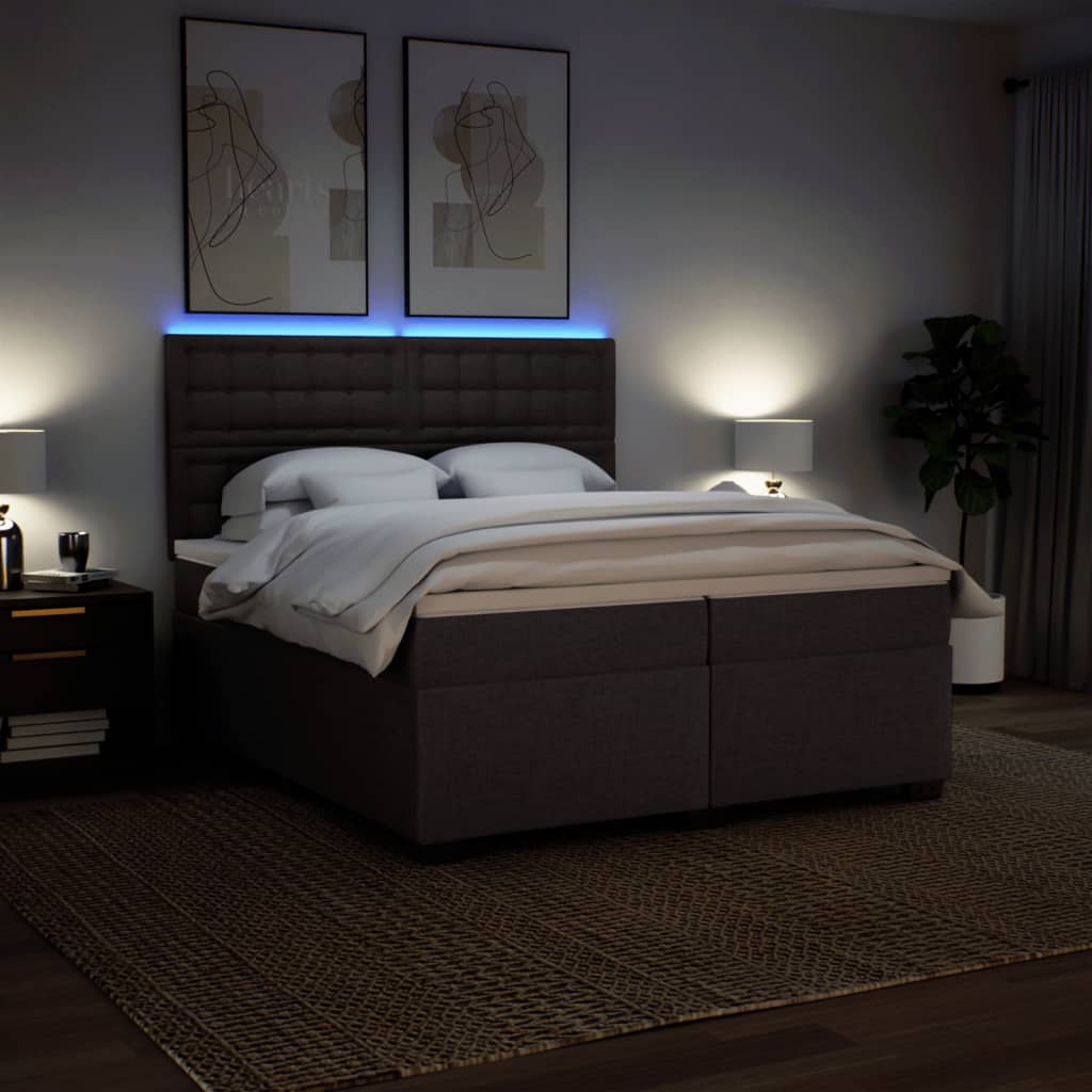 Giroletto a Molle con Materasso Marrone Scuro 200x200cm Tessuto - homemem39