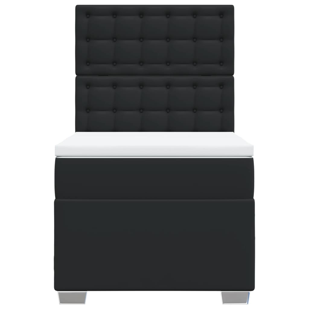 Giroletto a Molle con Materasso Nero 90x200 cm in Similpelle
