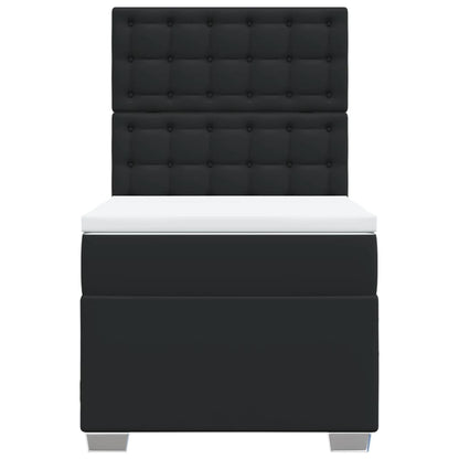Giroletto a Molle con Materasso Nero 90x200 cm in Similpelle